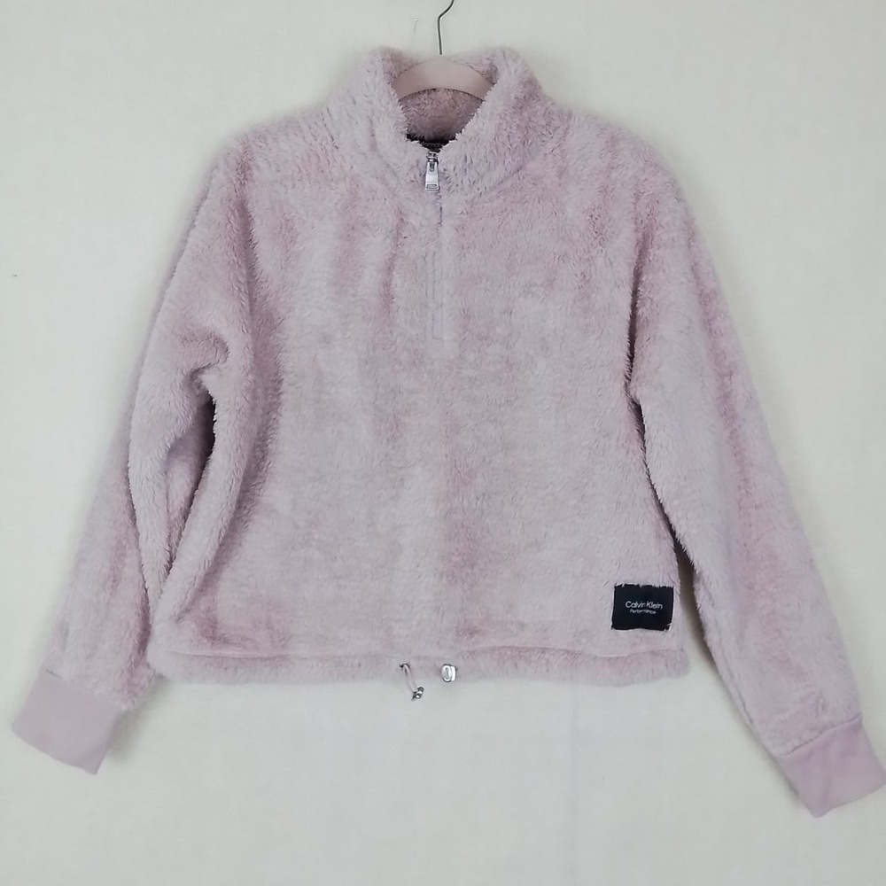 Calvin Klein Half Zip‎ Sherpa Pullover Size Large in Pink